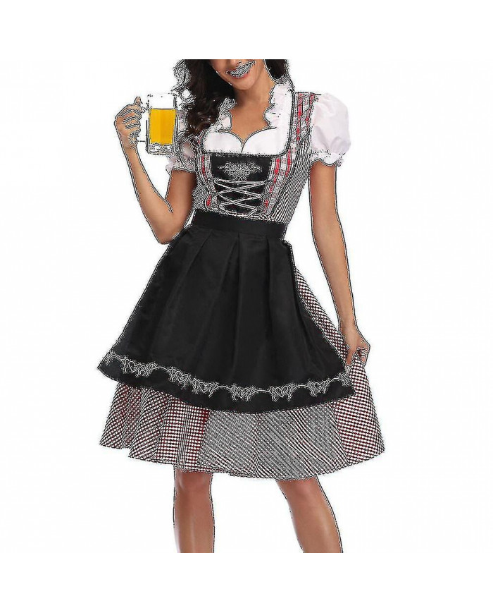 Costume Oktoberfest Femmes Adulte Dirndl Allemand Traditionnel Bavarois Bière Carnaval Fraulein Cosplay Maid Dress [...]