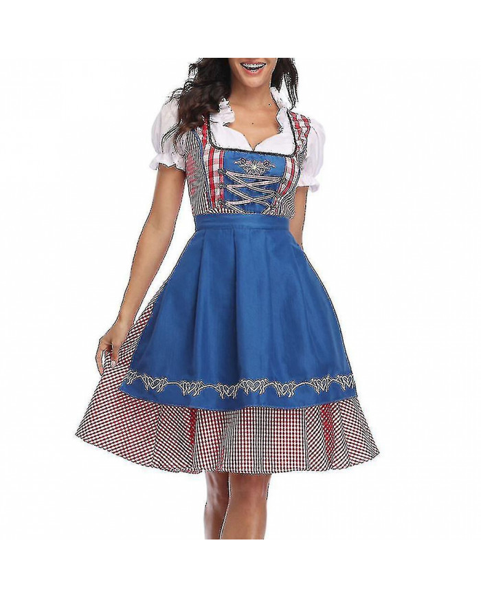 Costume Oktoberfest Femmes Adulte Dirndl Allemand Traditionnel Bavarois Bière Carnaval Fraulein Cosplay Maid Dress [...]