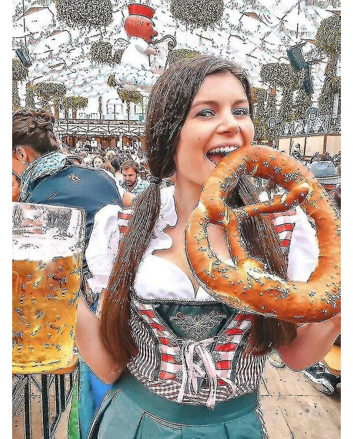 Costume Oktoberfest Femmes Adulte Dirndl Allemand Traditionnel Bavarois Bière Carnaval Fraulein Cosplay Maid Dress [...]