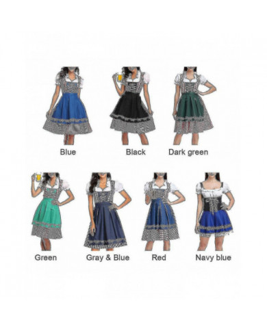 Costume Oktoberfest Femmes Adulte Dirndl Allemand Traditionnel Bavarois Bière Carnaval Fraulein Cosplay Maid Dress [...]