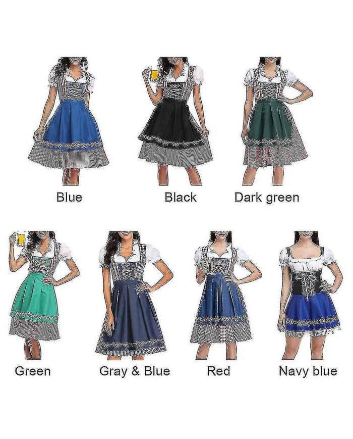 Costume Oktoberfest Femmes Adulte Dirndl Allemand Traditionnel Bavarois Bière Carnaval Fraulein Cosplay Maid Dress [...]