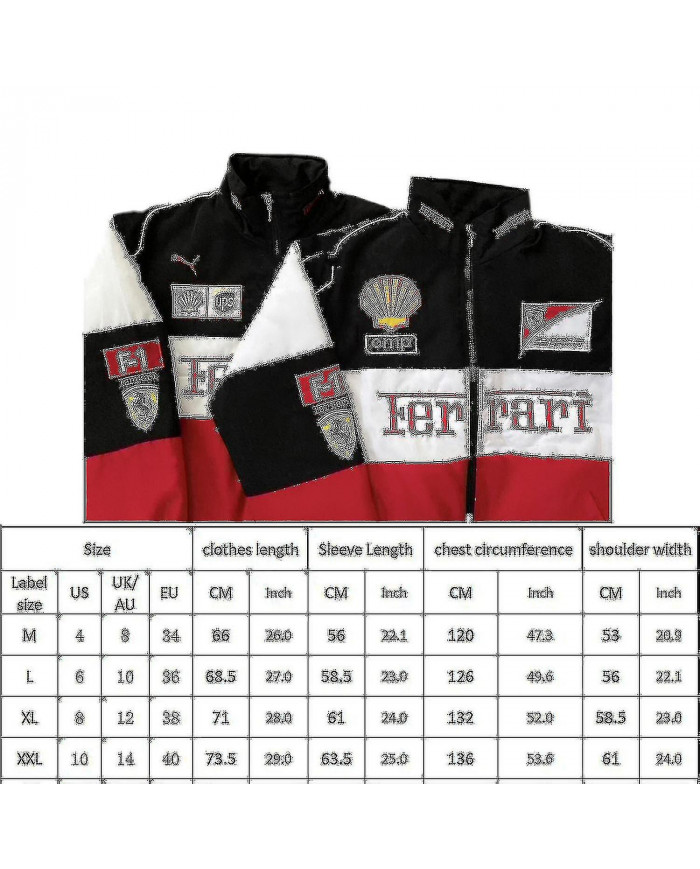 Veste de course pour hommes avec embridery rouge noir, veste Suit F1 Team Racing Cool Jacket