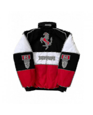 Veste de course pour hommes avec embridery rouge noir, veste Suit F1 Team Racing Cool Jacket