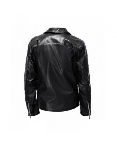 Homme Automne Pu All-match Casual Lapel Moto Veste en Cuir