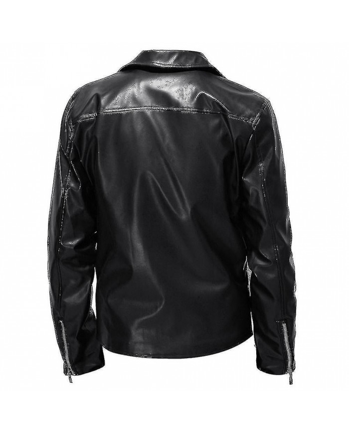 Homme Automne Pu All-match Casual Lapel Moto Veste en Cuir