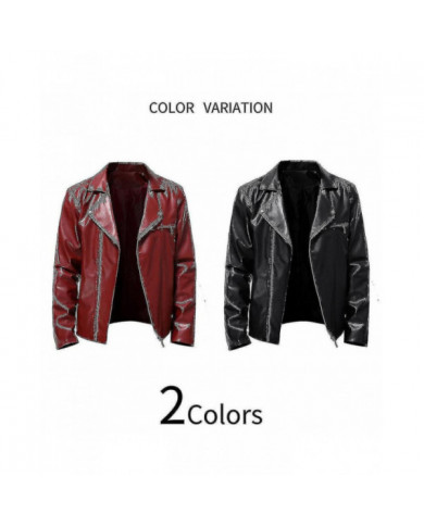 Homme Automne Pu All-match Casual Lapel Moto Veste en Cuir