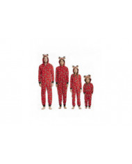 Famille Matching Elk Imprimé Pyjamas Onesie Jumpsuit Noël Hooded Sleepwear Adult Kids