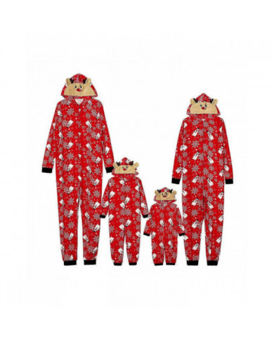 Famille Matching Elk Imprimé Pyjamas Onesie Jumpsuit Noël Hooded Sleepwear Adult Kids