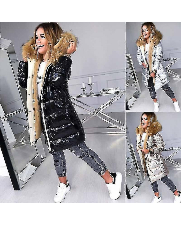 Femmes Hiver Automne Coton-rembourré Veste Sweat à capuche Populaire Couleur Solide Slim Fit Manches longues Chaud