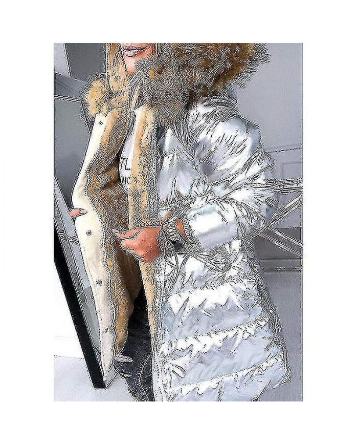 Femmes Hiver Automne Coton-rembourré Veste Sweat à capuche Populaire Couleur Solide Slim Fit Manches longues Chaud