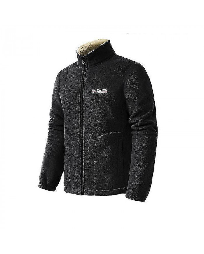 Hommes Polaire Polaire Veste Stand Col Fermeture à glissière Chaud Épais Manteau Hiver Décontracté Vêtements d’extérieur