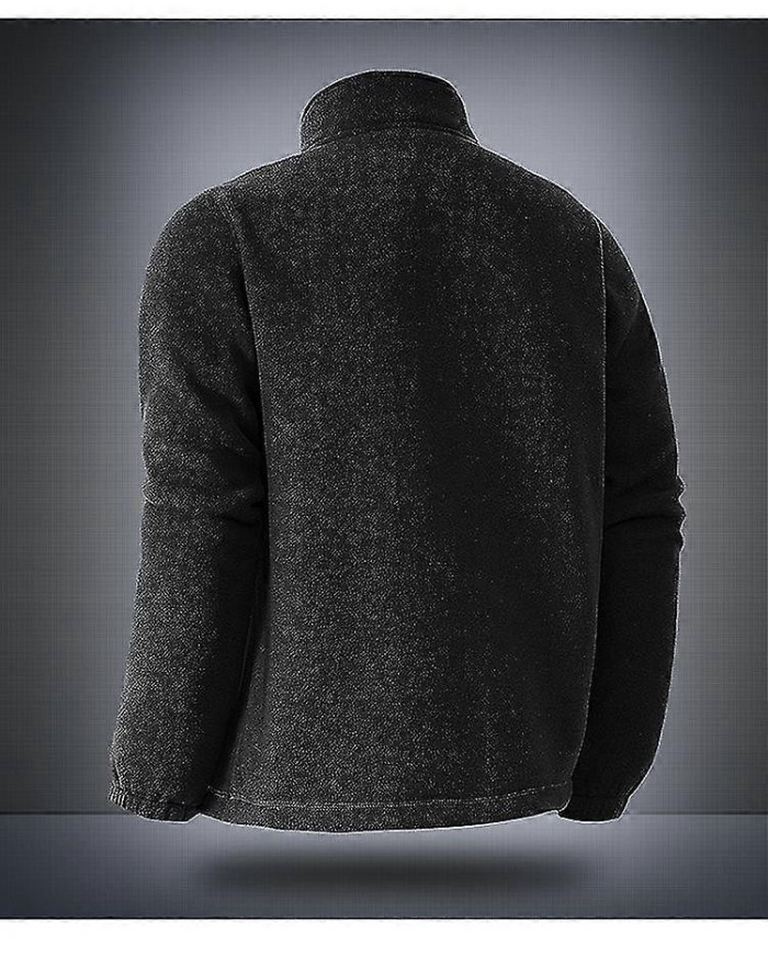 Hommes Polaire Polaire Veste Stand Col Fermeture à glissière Chaud Épais Manteau Hiver Décontracté Vêtements d’extérieur