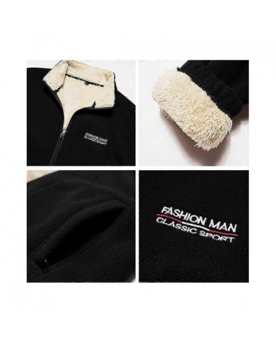 Hommes Polaire Polaire Veste Stand Col Fermeture à glissière Chaud Épais Manteau Hiver Décontracté Vêtements d’extérieur