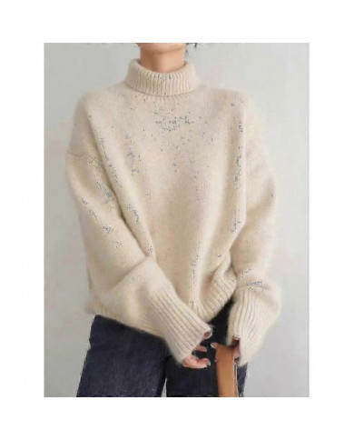 Pull Cachemire Col Roulé 100% Pure Laine Pull Dames Tricot Lâche Pull Femme Automne/hiver