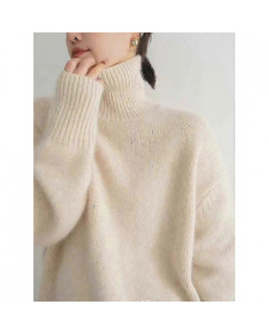 Pull Cachemire Col Roulé 100% Pure Laine Pull Dames Tricot Lâche Pull Femme Automne/hiver