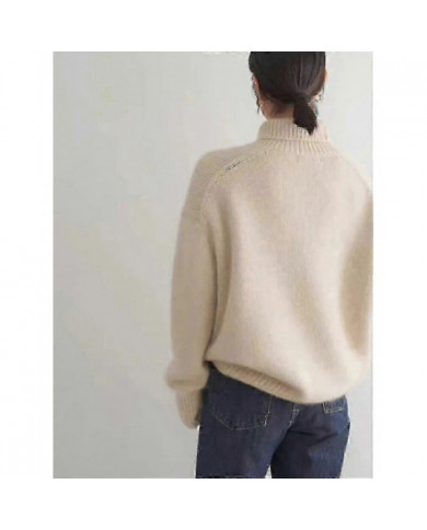 Pull Cachemire Col Roulé 100% Pure Laine Pull Dames Tricot Lâche Pull Femme Automne/hiver