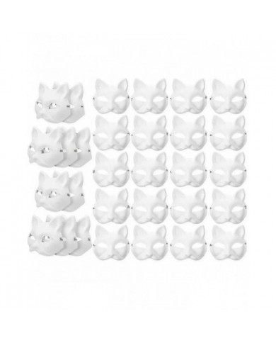 30pcs Mascarade Blank Mask Cat Masques Costume Cosplay Masque Diy Unpainted Cat Mask