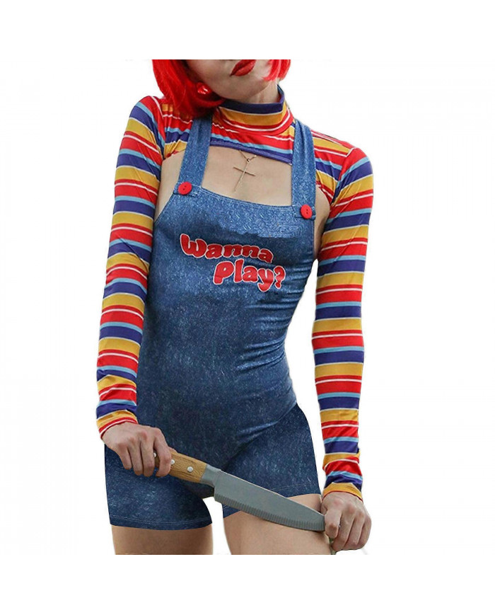 Femmes 2 Pcs Halloween Costumes Scary Nightmare Killer Doll veulent jouer au film Personnage Body Chucky Doll [...]