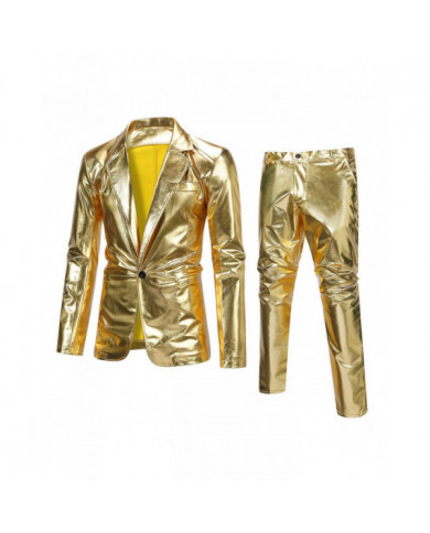 Sliktaa Hommes 2Pce Costume Brillant Brillant Imperméable Blazer et Pantalon