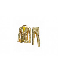 Sliktaa Hommes 2Pce Costume Brillant Brillant Imperméable Blazer et Pantalon
