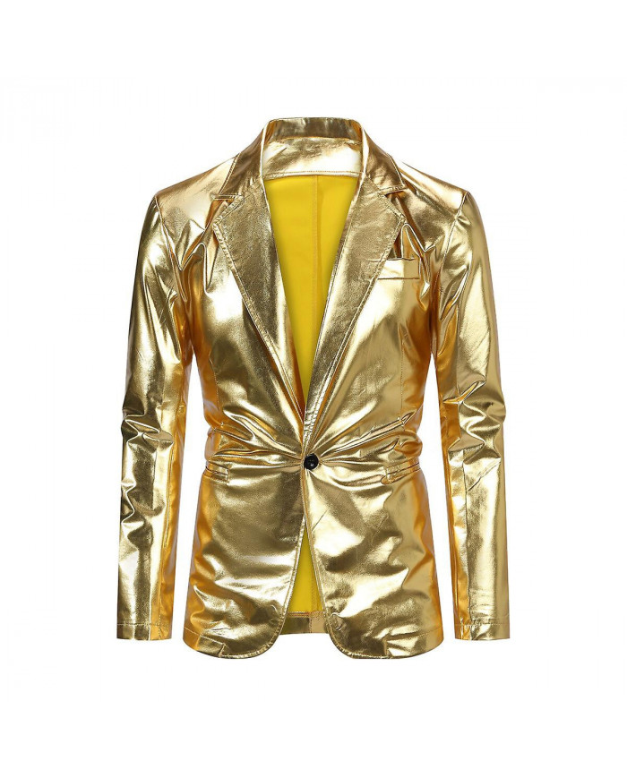 Sliktaa Hommes 2Pce Costume Brillant Brillant Imperméable Blazer et Pantalon