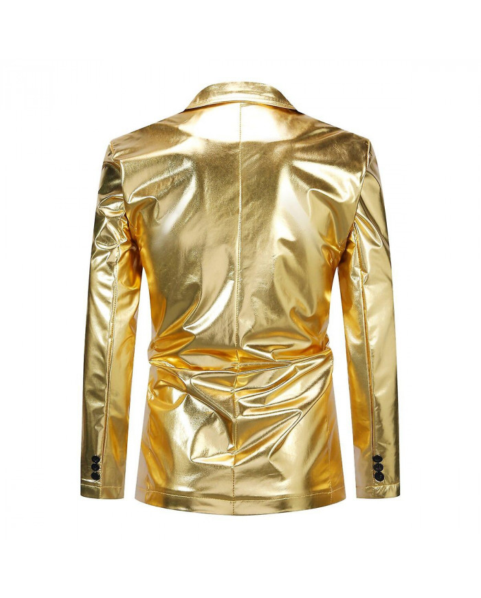 Sliktaa Hommes 2Pce Costume Brillant Brillant Imperméable Blazer et Pantalon