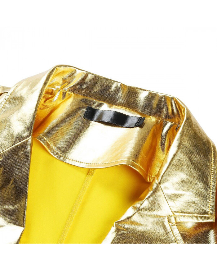 Sliktaa Hommes 2Pce Costume Brillant Brillant Imperméable Blazer et Pantalon