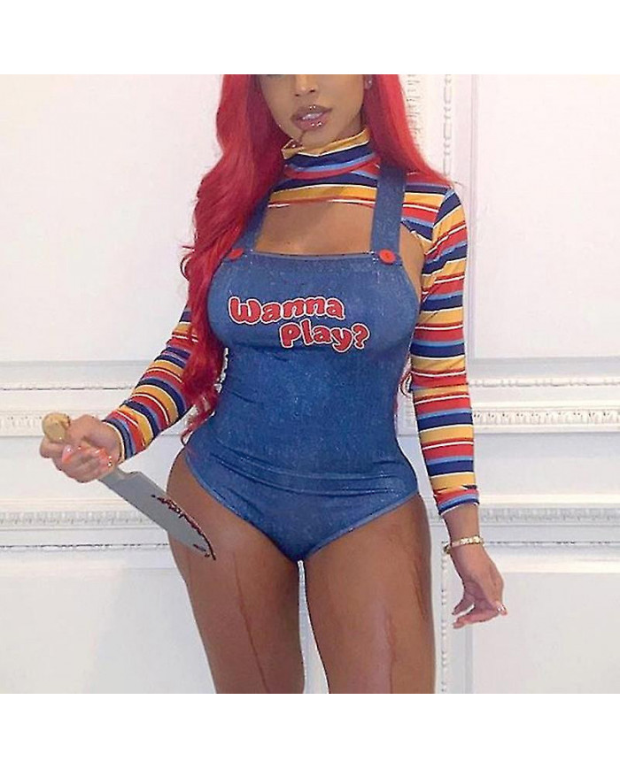 Tib Hirigin Femmes 2 Pcs Halloween Costumes Scary Cauchemar Killer Doll veulent jouer au film Personnage Robe [...]