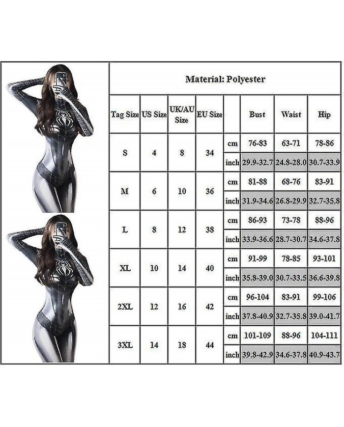 Femmes Super-héros Spiderman Cosplay Body Costume Halloween Costume Jumpsuit Romper Party Fancy Dress Cadeaux