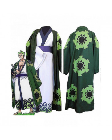 Anime Roronoa Zoro Cosplay Costume Wano Kuni Country Kimono Robe Full Suit Outfits Halloween Carnival Costume _ai