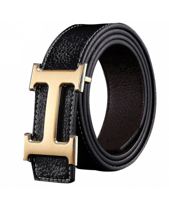 Nouveau style Business Leisure Véritable Pu Cuir H Boucle lisse Litchi Grain Ceinture pour Hommes V