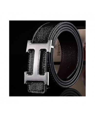 Nouveau style Business Leisure Véritable Pu Cuir H Boucle lisse Litchi Grain Ceinture pour Hommes V