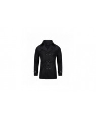 Allthemen Mens Double Poitrine Solid Lapel Trench Coat