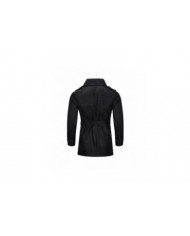 Allthemen Mens Double Poitrine Solid Lapel Trench Coat