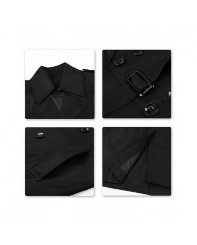 Allthemen Mens Double Poitrine Solid Lapel Trench Coat