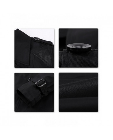 Allthemen Mens Double Poitrine Solid Lapel Trench Coat