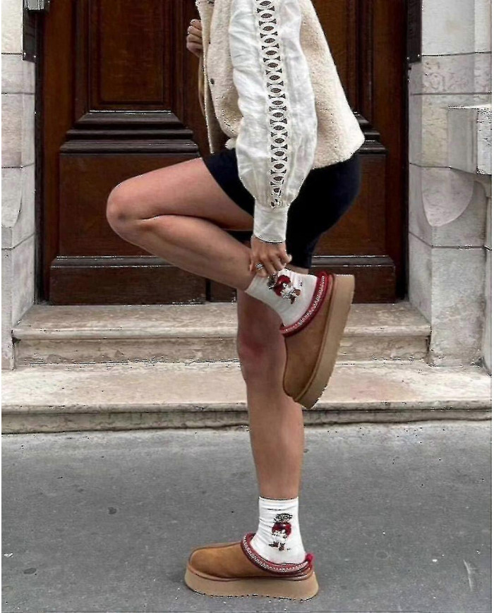 Plate-forme pour femmes Mini bottes pantoufles pour femmes Pantoufles d'intérieur à enfiler en fourrure Polaire [...]