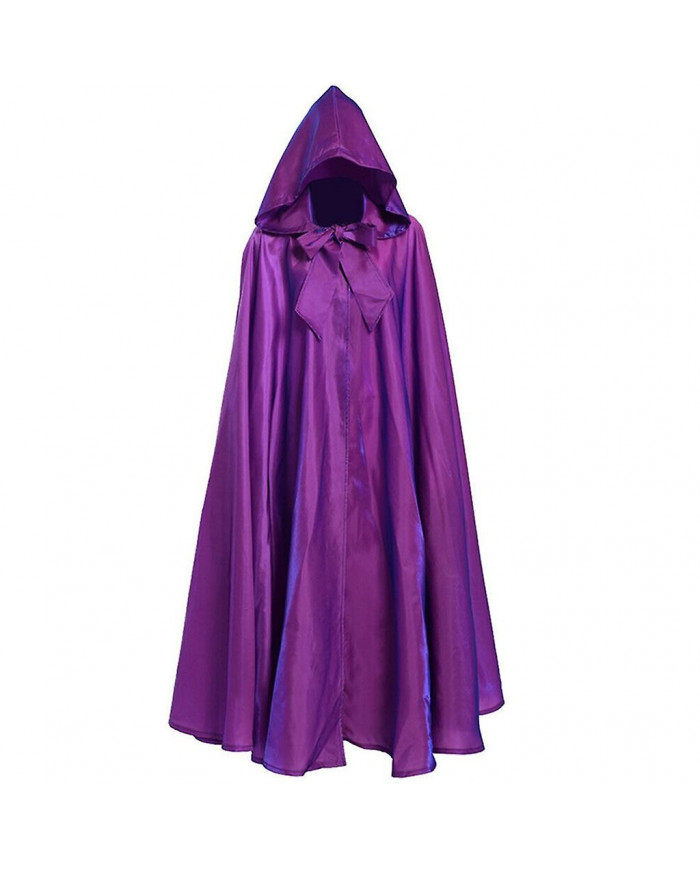 Couleur unie Long Cape Hooded Tie Up Bowknot Cloak Party Costume Accessoires