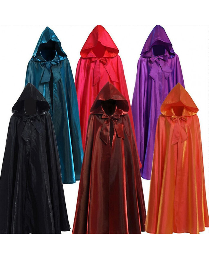 Couleur unie Long Cape Hooded Tie Up Bowknot Cloak Party Costume Accessoires