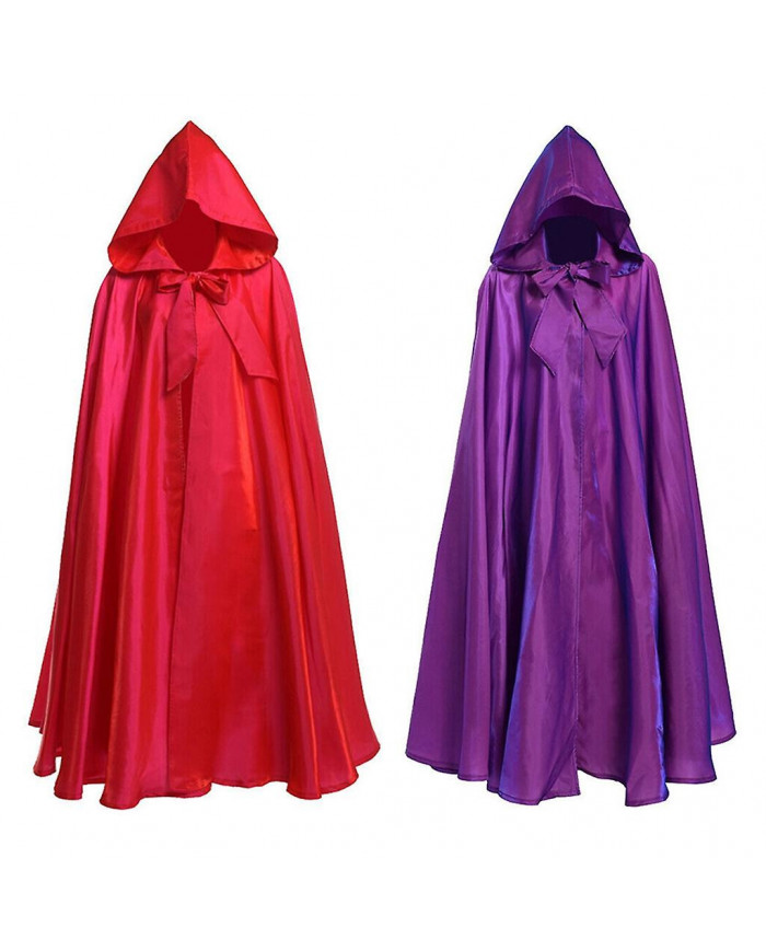 Couleur unie Long Cape Hooded Tie Up Bowknot Cloak Party Costume Accessoires