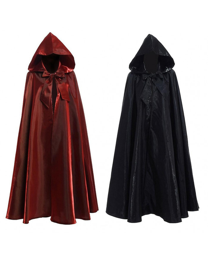 Couleur unie Long Cape Hooded Tie Up Bowknot Cloak Party Costume Accessoires