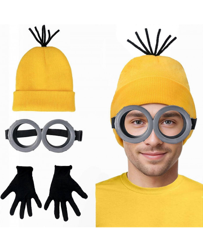3 PCS Minions Cosplay Costume Homme Steampunk Lunettes Lunettes Décoratives Bonnet Chapeaux Noir Gants Set Femmes [...]