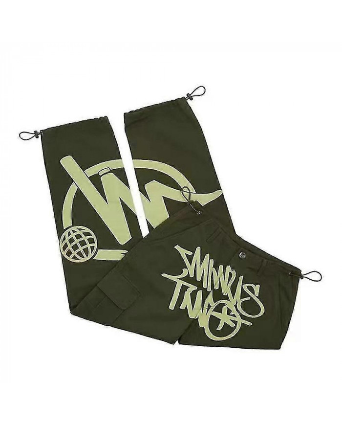 Pantalons Minus-two Hip-hop Retro Men Pantalons, Pantalon droit décontracté d’été, Pantalon neutre ample imprimé