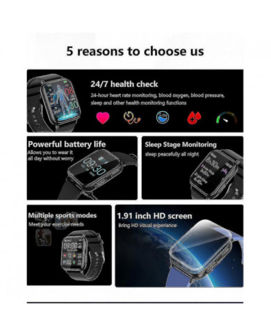 2023 Nouvelle Glycémie Smartwatch Hommes 1,91 Pouces 365 * 400 Hd Écran Ecg + ppg Montre Intelligente Surveillance [...]