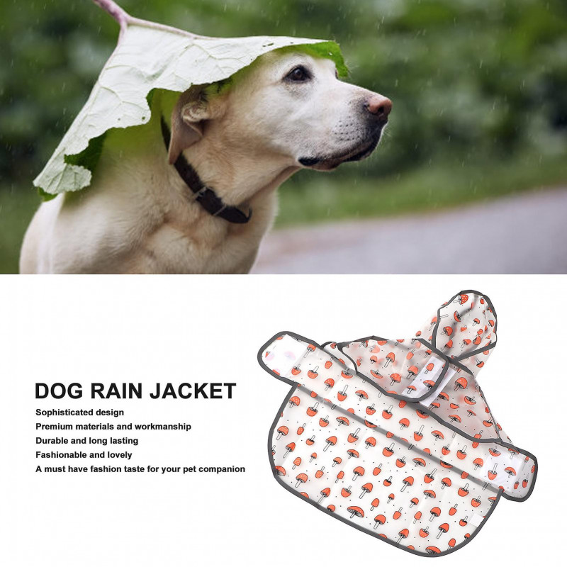 2 sets Dog Hooded Raincoat Reflective Fashion Waterproof Skin Friendly Dog Raincoat for Puppies Mushroom 2XL