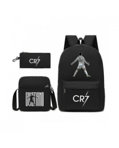 La star du football C Ronaldo Cr7 a imprimé un sac à dos autour du sac à dos trois pièces de l’étudiant.