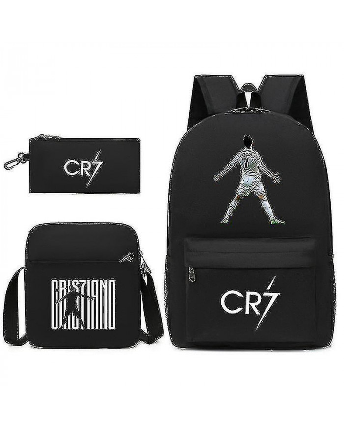 La star du football C Ronaldo Cr7 a imprimé un sac à dos autour du sac à dos trois pièces de l’étudiant.