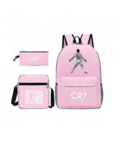 La star du football C Ronaldo Cr7 a imprimé un sac à dos autour du sac à dos trois pièces de l’étudiant.