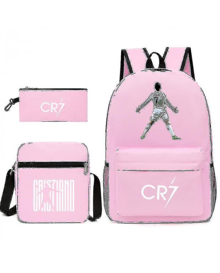 La star du football C Ronaldo Cr7 a imprimé un sac à dos autour du sac à dos trois pièces de l’étudiant.