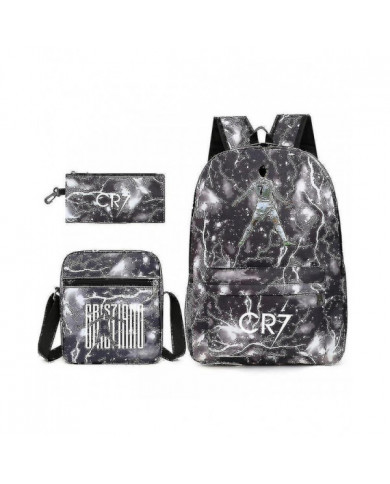 La star du football C Ronaldo Cr7 a imprimé un sac à dos autour du sac à dos trois pièces de l’étudiant.